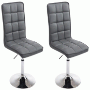 CLP Lot de 2 chaises de salle à manger Peking V2 en similicuir pied trompette Gris - 319995 CLP Lot de 2 chaises de salle à manger Peking V2 en similicuir pied trompette Gris - 319995