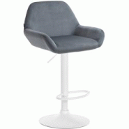 CLP Tabouret de bar Braga Velours avec pied en métal réglable et pivotant Gris foncé/Blanc - gris textile 320905 CLP Tabouret de bar Braga Velours avec pied en métal réglable et pivotant Gris foncé/Blanc - gris textile 320905