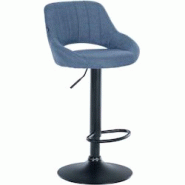 CLP Tabouret de bar Milet en Tissu et Pied métal Bleu/Noir - bleu textile 321284 CLP Tabouret de bar Milet en Tissu et Pied métal Bleu/Noir - bleu textile 321284