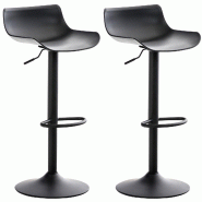 Décoshop26 - Lot de 2 tabourets de bar pivotant design moderne plastique noir 10_0000317 - noir 3000857569603