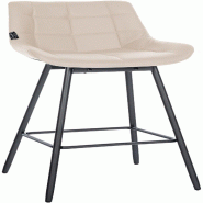 Décoshop26 - Tabouret de bar pivotant x1 avec repose-pieds revêtement en PVC crème piètement à quatre pieds en métal noir 10_0005468 - beige mé