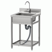Gasfrit - Evier inox 1 bac avec robinet 550x 550x800 mm Amovible | Evier industriel sur pieds | Evier de cuisine - inox cfc125grifo