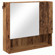 Helloshop26 - Armoire miroir moderne gain de place rangement salle de bain 59 x 17 x 55 cm en bois d'ingénierie ancien - Bois massif 3000237630787