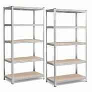 Helloshop26 - Étagère charge lourde métallique 200 x 100 x 50 cm 5 niveaux charge totale 875 kg (175 kg/niveau) étagère de rangement 12_0005592 -