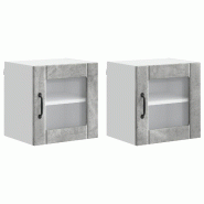 Helloshop26 - Lot de 2 armoires murales de cuisine fonctionnelles contemporaines 40 x 31 x 40 cm en bois d'ingénierie gris béton 02_0053870 - gris B