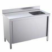 Meuble pour plonge avec portes, 1 bac et égouttoir P 600mm - à droite