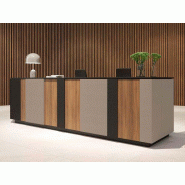Banque d'accueil en bois et tissu Banque d'accueil en bois et tissu