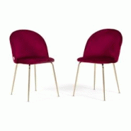RATTATAN Lot de 2 chaises en velours avec pieds en métal, design élégant pour cuisine, salle à manger, bar ou restaurant – Sara – Amarena/Or - RATTATAN Lot de 2 chaises en velours avec pieds en métal, design élégant pour cuisine, salle à manger, bar ou restaurant – Sara – Amarena/Or -