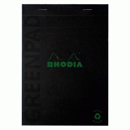 RHODIA Lot de 10 Greenpad N°16 / A5, 140p./70 feuilles microperforées 90 g/m² agrafées, couv. Carte souple recyclée, ligné + marge - 3037920166926