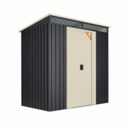 Wasabi - Abri de Jardin Métal 2,3m2 Stark avec Fenêtre - Porte coulissante double - Toit plat - Cabane extérieur - Cabanon rangement et stockage -