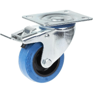 Roulette pivotante/frein de 80 mm avec caoutchouc élastique bleu sur roue centrale en nylon Roulette pivotante/frein de 80 mm avec caoutchouc élastique bleu sur roue centrale en nylon
