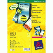 AVERY 25 étiquettes Laser jaune fluo enlevables, format 210 x 297 mm (25 feuilles A4 / cdt) - 4004182608685