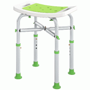 Chaise de douche assise rembourrée réglable 42.5 x 27 x 44-51.5 cm antidérapante confort épurée en polyéthylène blanc 21_0000882 - blanc alumin