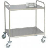Chariot de desserte cuisine en inox 2 plateaux Chariot de desserte cuisine en inox 2 plateaux