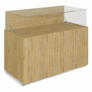 Comptoir vitrine fond bois Vertigo T03 MDF naturel et chêne clair 120x60x93cm