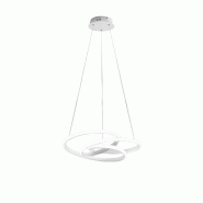 Gea Luce Diva - Suspension LED dimmable 47W - en aluminium blanc satiné, lumière chaude 3000K, anneaux entrelacés d.65cm - blanc DIVA S/G - BIANCO