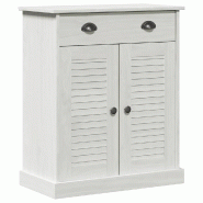 Helloshop26 - Armoire de salle de bain contemporaine avec 2 étagères 68 x 34 x 80 cm en bois de manguier massif blanc 02_0057910 - 3000240288784