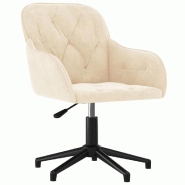 Helloshop26 - Chaise fauteuil siège pivotante de bureau informatique étude velours crème 02_0024104 - métal 3000214685694