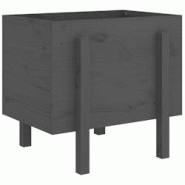 Helloshop26 - Jardinière bac lit surélevé plantes fleurs terrasse jardin 62 x 50 x 57 cm bois massif de pin gris 02_0037762 - 3000217788033_0