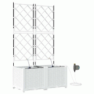 Helloshop26 - Lot de 2 cache-pots de jardin modernes 80 x 40 x 142 cm avec système d'irrigation en acier blanc 02_0058614 - blanc acier 3000240683138