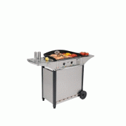 Roller Grill Ensemble chariot avec habillage inox, plancha électrique acier émaillé, 2 zones, livre de recettes EPL 600 E - gris acier EPL 600 E