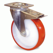 Roulette polyuréthane rouge à platine pivotante + frein d 150mm - GUITEL HERVIEU - ep5bd150-28l - 867416