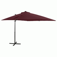 VidaXL Parasol de jardin en porte-à-faux avec mât et lumières LED Modèle Helios Classique - rouge 312326