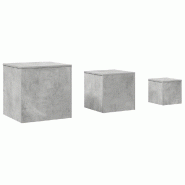 VidaXL Tables d'appoint 3 pcs Gris béton Bois d’ingénierie Modèle Jardin Chi Plus - 808589