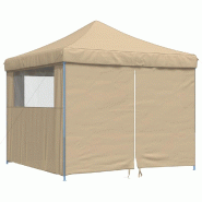 VidaXL Tente de réception pliable escamotable avec 4 parois latérales Modèle AbriEdge 292 - beige 4004928