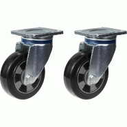 152mm 6" roulette caoutchouc noir pivotante capacité 660kg, set de 2 152mm 6" roulette caoutchouc noir pivotante capacité 660kg, set de 2