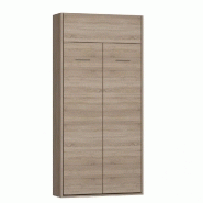 ARMOIRE LIT ESCAMOTABLE DYNAMO CHÊNE NATUREL OUVERTURE ASSISTÉE COUCHAGE 90*200 CM