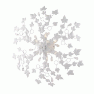 BeLight Edera Plafonnier En Fer Laqué Blanc Déco Effet Shabby Chic Et Strass Cristal 6 Lumières H.22 D.80 Bl50-Pl6-Bco - blanc 8050713210458
