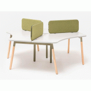 Bureau 3 personnes en étoile avec plateau mélaminé et pieds en bois massif Ogi W MDD Bureau 3 personnes en étoile avec plateau mélaminé et pieds en bois massif Ogi W MDD
