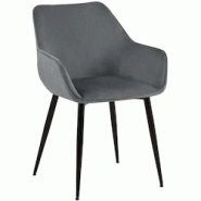 CLP Chaise de salle à manger Luena Gris foncé/Velours - gris textile 327424 CLP Chaise de salle à manger Luena Gris foncé/Velours - gris textile 327424