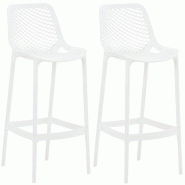 Décoshop26 - Lot de 2 tabourets de bar avec dossier en plastique blanc pour extérieur hauteur assise 75 cm 10_0006207 - blanc 3000265438003