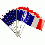 Drapeau 9.5x16cm nation France - par 10 - bleu blanc rouge - papier et plastique
