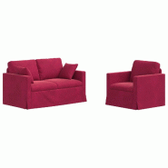 Ensemble de Canapés 2 pcs Bordeaux 138 x 78 x 80 cm Velours Modèle Apex Luna - Matériau naturel 8721364373990