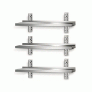 Etagères murales en inox 3 niveaux Profondeur 300 mm - 1400 Etagères murales en inox 3 niveaux Profondeur 300 mm - 1400