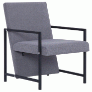 Helloshop26 - Fauteuil chaise siège lounge design club sofa salon avec pieds en chrome gris clair tissu 1102277/2 - gris Bois massif 3000111718983