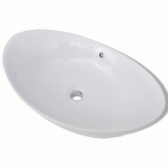 Helloshop26 - Lavabo vasque salle de bain ovale avec trop plein 59 cm céramique blanc 02_0002483 - 3000099801530