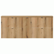 Helloshop26 - Meuble sous lavabo salle de bain rangement design double avec 1 porte et 4 tiroirs 140 x 60 x 40 cm chêne 03_0009974 - 3000224973262