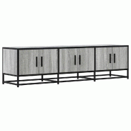 Helloshop26 - Meuble TV industriel avec grand espace de rangement 150 x 35 x 41 cm en bois d'ingénierie gris 02_0049613 - gris métal 3000235929784