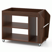 Helloshop26 - Table d'appoint roulante 76 x 39,5 x 55 cm avec rangement latéral et roulettes verrouillables en bois noyer 20_0014060 - Bois massif 30