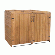 Mendler XL Habillage de poubelle 2x/4x HWC-H74, Box pour poubelles, extensible 126x158x98cm bois FSC® ~ brun - marron Bois massif 73980+74652
