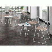 Lot de 2 tables basses Dextra Etner avec plateau compact et piètement 3 pieds métal Lot de 2 tables basses Dextra Etner avec plateau compact et piètement 3 pieds métal