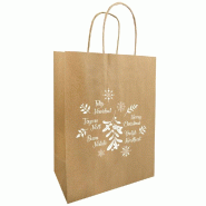 Sac kraft Ornement naturel et blanc18x8X22cm - par 50