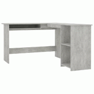 VidaXL Bureau d'angle en forme de L Gris Béton Bois d'ingénierie Modèle Sirius Concept - gris Bois manufacturé 800751