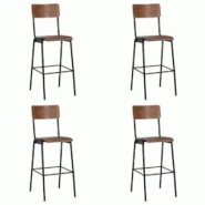 VidaXL Chaises De Bar Lot De 4 Contreplaqué Solide Et Acier - noir 8720286001554 VidaXL Chaises De Bar Lot De 4 Contreplaqué Solide Et Acier - noir 8720286001554