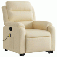 VidaXL Fauteuil inclinable de massage Crème Tissu Modèle Gervella - 3205001