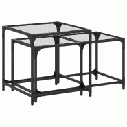 VidaXL Tables basses gigognes 2 pcs dessus en verre transparent acier Modèle Imperial - 845984